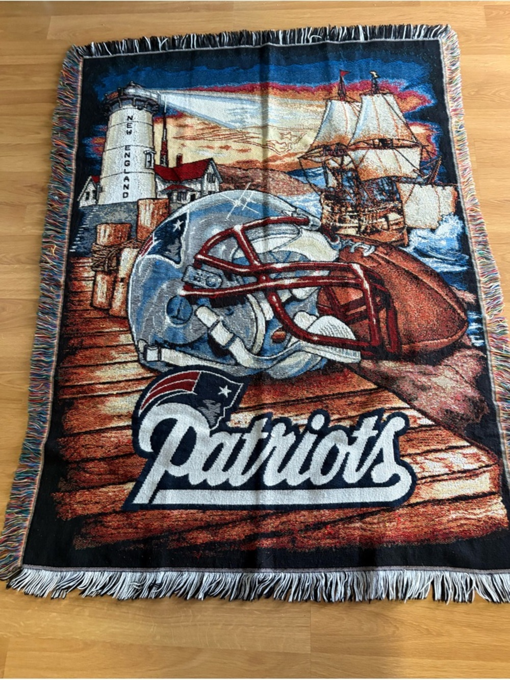 Northwest Patriots Navy Red Brown Football Throw Blanket